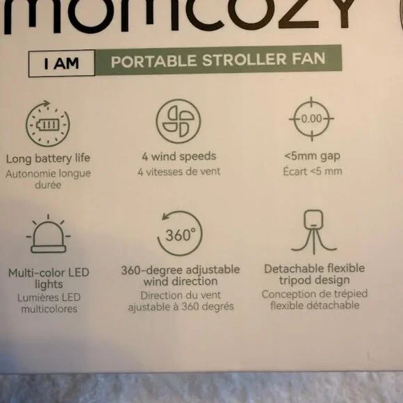 Momcozy 8000mAh Portable Stroller Fan 27H Battery Life, 4 Speed, Sage Green - Picture 8 of 10